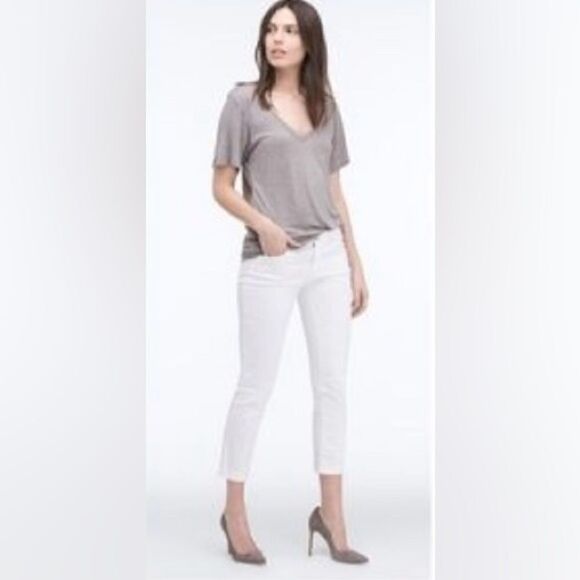 AG Adriana Goldschmied The Stilt Crop Cigarette Jeans Pants Size 26R White - Picture 1 of 11